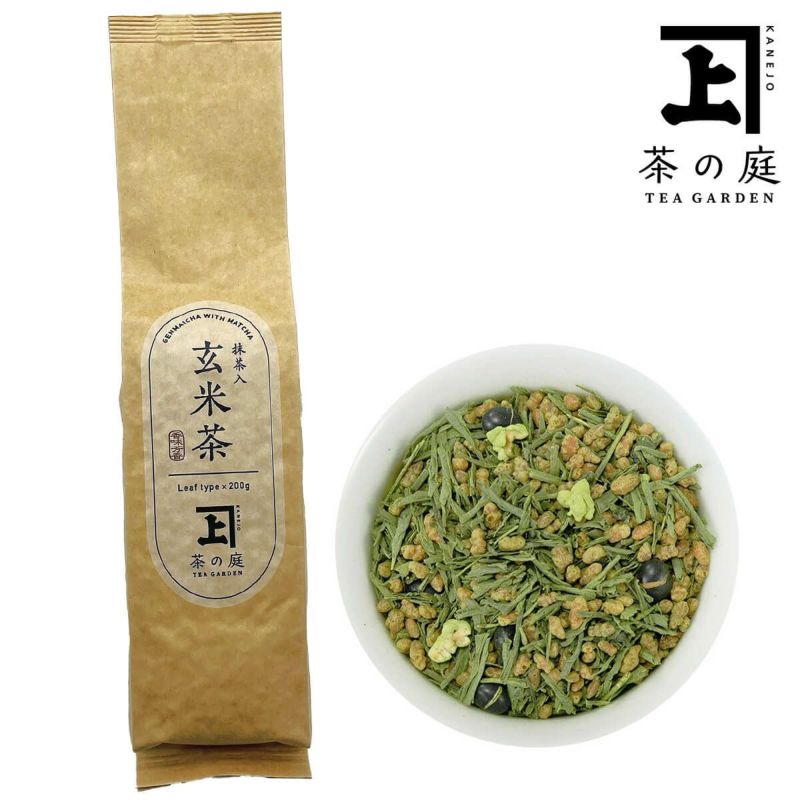 抹茶入り玄米茶 リーフ 200g [302] 茶の庭オンラインショップ