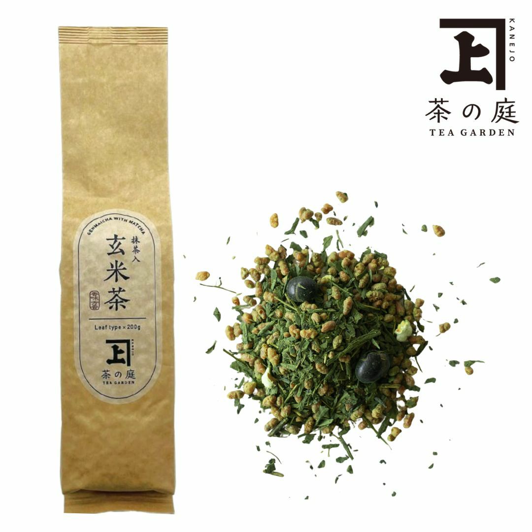 茶の庭 かねじょう 抹茶入り玄米茶 リーフ 200g