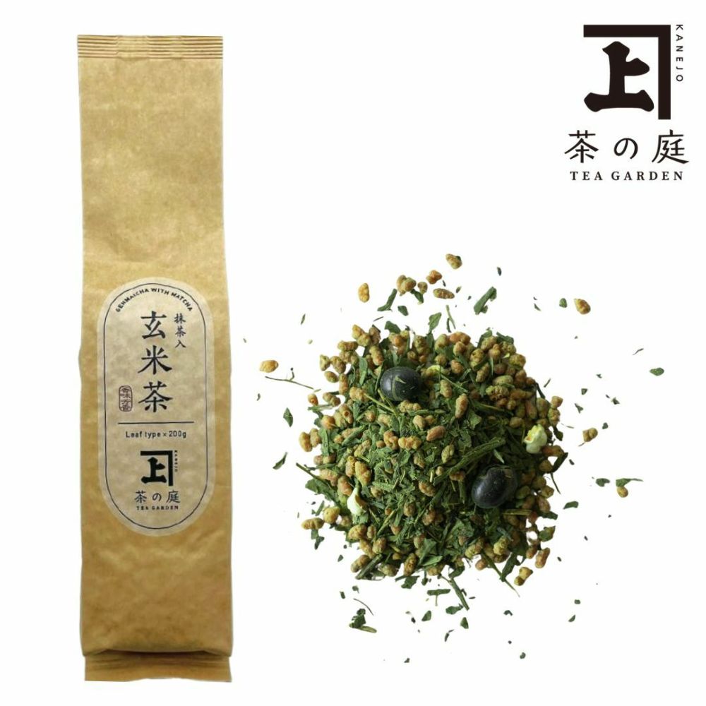 茶の庭 かねじょう 抹茶入り玄米茶 リーフ 200g