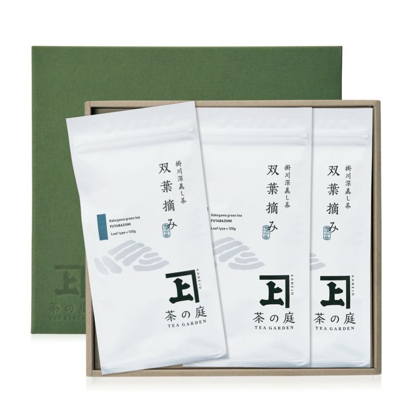 かねじょう 茶の庭 【ご贈答用・化粧箱入り】 静岡・掛川深蒸し茶 100g袋 3本