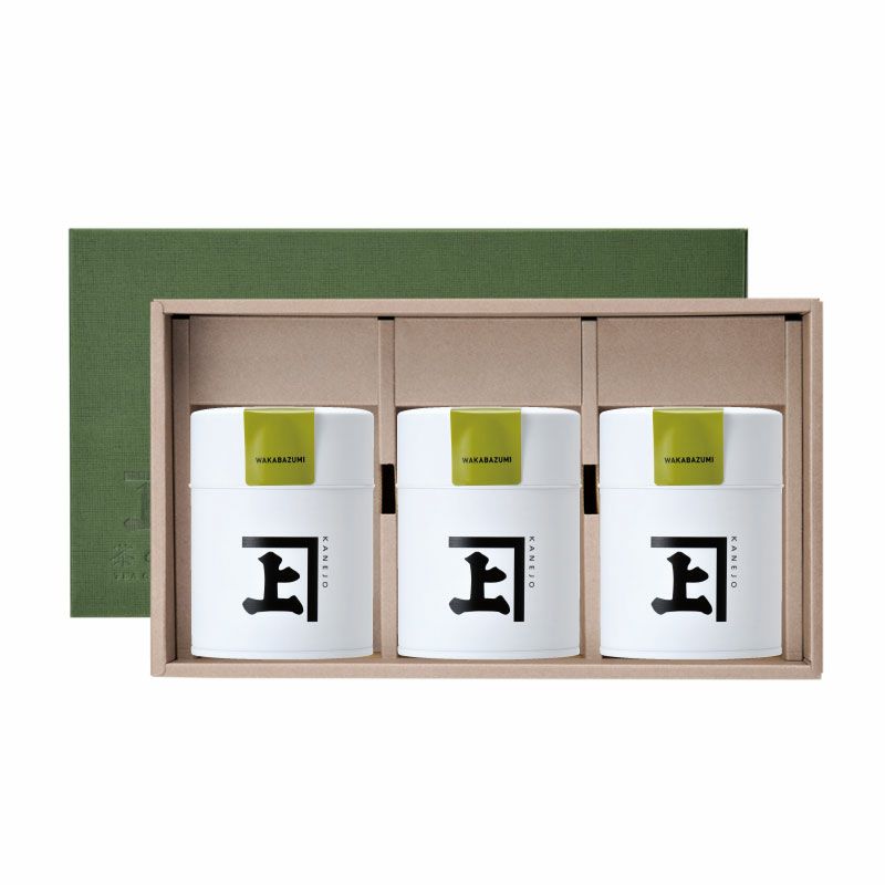 かねじょう 茶の庭 【ご贈答用新茶・化粧箱入り】 静岡・掛川深蒸し茶 100g缶 3本