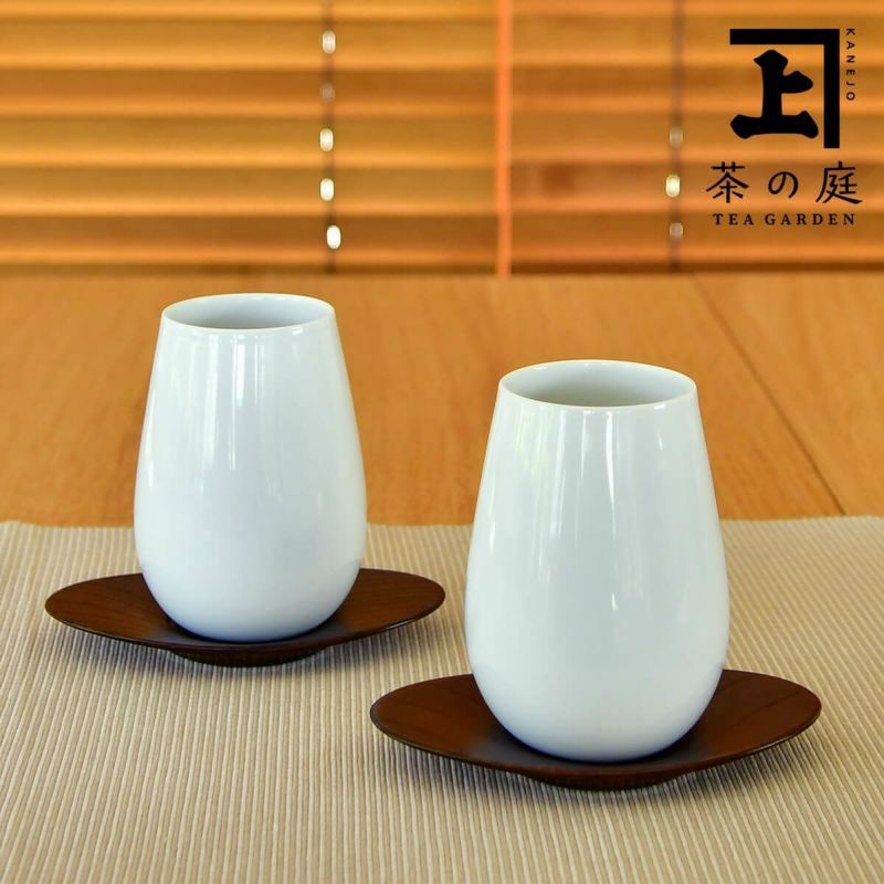 茶の庭 オリジナル湯呑み2個＋茶托（コースター）2個セット