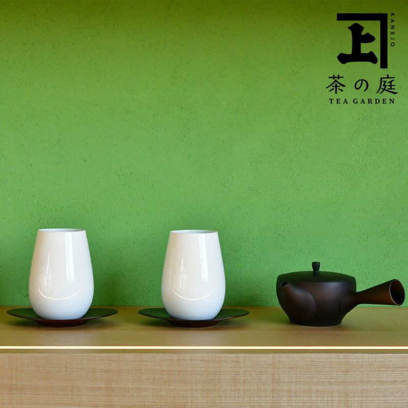 茶の庭 オリジナル茶器セット 急須1個＋湯呑み2個＋茶托2個セット（受け皿）