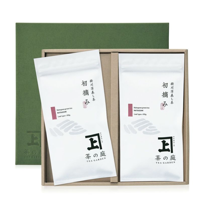 化粧箱入り】 静岡・掛川深蒸し茶 「初摘み」100g袋 2本 | 茶の庭